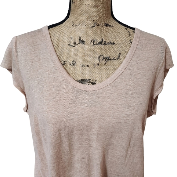 Joie Evalina Linen Tee Pale Blush - Medium - Picture 3 of 7